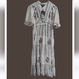 Embroidered Cream Dress